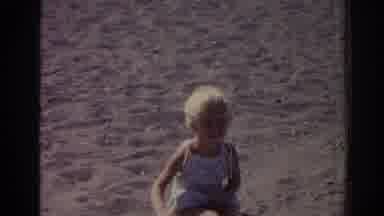Izmir Turkey (1962): Blonde Haired Little Girl Playing In The Sand At The Beach