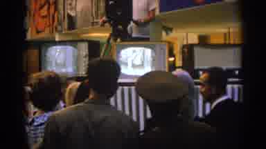 Izmir Turkey (1962): Crowd Of People In Front Of Two Old TVs Before Picture