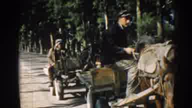 Izmir Turkey (1962): Horse Drawn Cart Rolls Down A Dirt Road While A Group Of Men