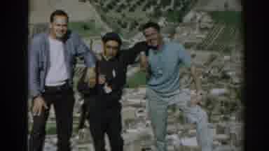 Izmir Turkey (1962): Home Movie Of Young Men Posing On A Hillside Or Cliff
