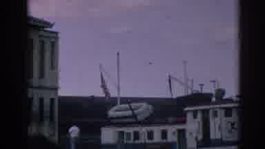 Izmir Turkey (1962): Waterfront Showing Blowing American Flag Alongside Protester