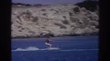 Izmir Turkey (1962): Athletic Male Riding Water Skis Out In The Blue Ocean