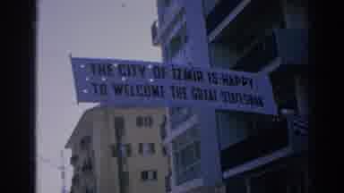 Izmir Turkey (1962): A Banner That Says The City Of Izmir Is Happy To Welcome The