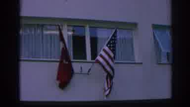 Izmir Turkey (1962): Flags Fixed On Windows Waving In The Wind