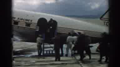 Izmir Turkey (1962): Important Men Board Turkish Airlines Plane On Sunny Day