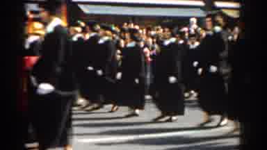 New York City (1962): Graduated Women Parading Along A Street In A Large Parade