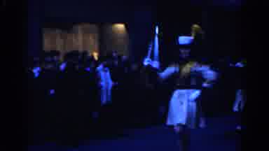 New York City (1962): Marching Band Nighttime Parade Walking Through Street Baton