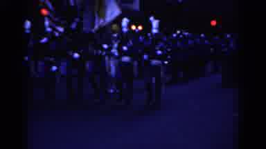 New York City (1962): View Of Band Marching In Place And Five Girls Carrying St