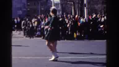 New York City (1962): Cheerleaders And Marching Band Of Women Marching In A Parade