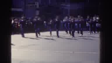 NEW YORK CITY-1962: Marching Band Parade With Flag Bearer And Spectators