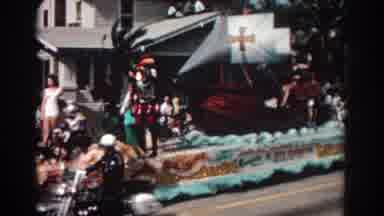 Pasadena California (1962): Colorful Parade Moving Down Street Displaying Floats