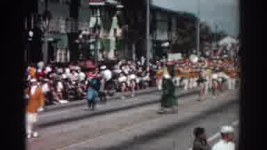 Pasadena California (1962): Marching Band Dressed In Orange And Large White Float