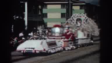 Pasadena California (1962): An Ornate Parade Float Drives Down A Street