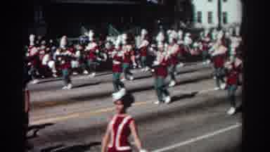 Pasadena California (1962): Marching Band In Red Uniforms Followed By A Sparkly