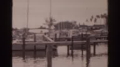 Florida USA (1963): View Of Boats Docked At Wooden Pier On Clear Day