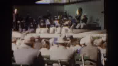 Florida USA (1963): View Of Outdoor Symphony Performance And Yellow Bus On A Sunny