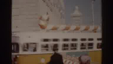 Florida USA (1963): Candy Cane Bus Drives Down Busy Street