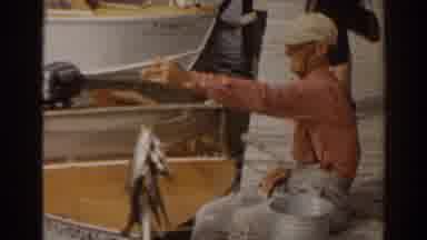 Florida USA (1963): A Wood Cruiser Backs Up In The Water While A Man Dressed In