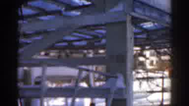Florida USA (1963): Winter Season Snow Covered Metal Structure In The Woods
