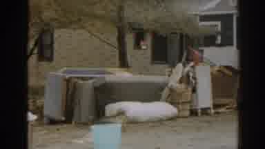New Jersey USA (1963): Garbage Furniture Pile Outside Home With Old Woman Walking