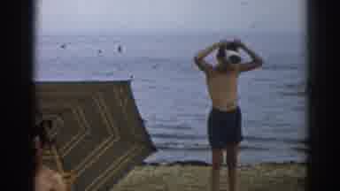 New Jersey USA (1963): Boy Beach Umbrella Sea Face Mask