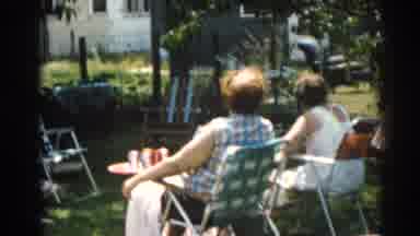 New Jersey USA (1963): Chair Grass Tree Laugh Smile Talk Words Hand Move Shake