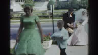 New Jersey USA (1963): Bride Flower girl And Ring Bearer Exit Out Of Black Car On