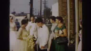 New Jersey USA (1963): Wedding Ceremony Happy Bride Groom Kissing Family