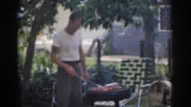 New Jersey USA (1963): Barbecue Relaxing People Summer Time Green Garden Smoke