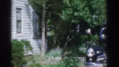 New Jersey USA (1963): Panning 8mm Film Shot Of Black Classic Car In Driveway