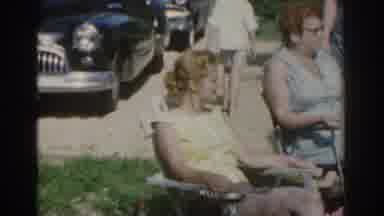 New Jersey USA-1963: Young Blond Woman And Older Lady Sitting On Chairs