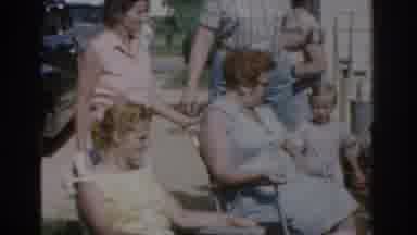 New Jersey USA (1963): Era People Gathering Outside Sitting On Lawn Chairs