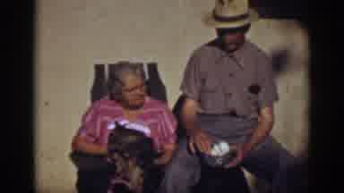 Auburn California-1939: Elderly Couple Sitting With Cat And Eggs