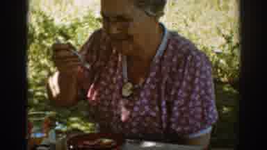 Auburn California (1939): Grandma Takes A Bite With The Family While On A Picnic