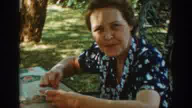 Auburn California (1939): Older Women Outdoor Eating And Talking