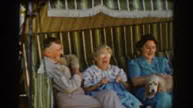 Auburn California (1939): Three Elderly People Sitting On An Outdoor Swing And One