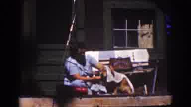 Lake Tahoe California (1939): Dog Cocker Spaniel Greeting Wiped Off With A Towel