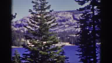 Lake Tahoe California (1939): View Of Mountains Green Trees And Blue Sky On A