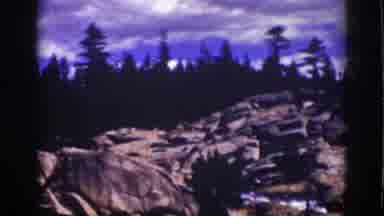 Lake Tahoe California (1939): Rocky Landscape River Forest Evergreen Trees Blue