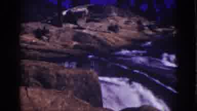 Lake Tahoe California (1939): Natural Waterfall In The Nature With Rock Around