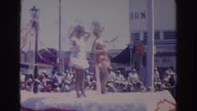 Norfolk Virginia (1966): Four Women Wave From Red Yellow And White Parade Float On