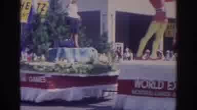 Norfolk Virginia (1966): Parade Float Colorful With Trees And People And