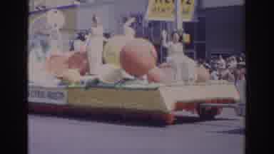 Norfolk Virginia (1966): A Large Parade Float With Oranges And Limes And People