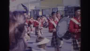 Norfolk Virginia (1966): Marching Band Float People Men Women Street Daytime Sunny