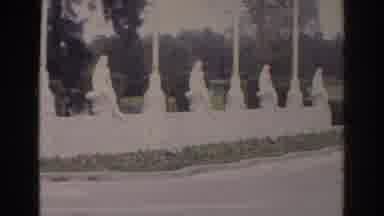 Norfolk Virginia (1966): A Group Of Statues By A Driveway A Superstore In The Town
