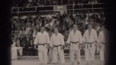 San Gabriel California (1966): Men Wearing White Karate Uniforms Stand In Line