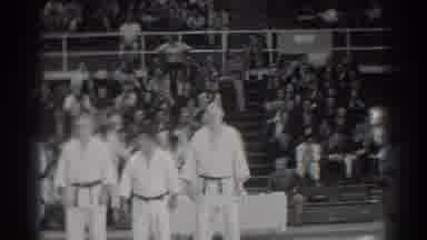 San Gabriel California (1966): Several Judo Athletes Lined Up On The Mat