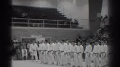 San Gabriel California (1966): Martial Artists Are Lined Up On The Floor Of A