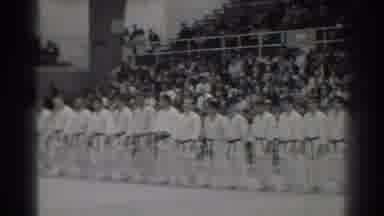 San Gabriel California (1966): Martial Art Fighters Lined Up To Start The