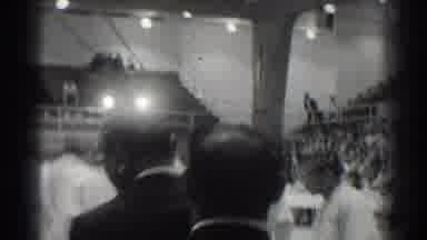 San Gabriel California (1966): Men Wearing White Karate Uniforms Enter Indoor